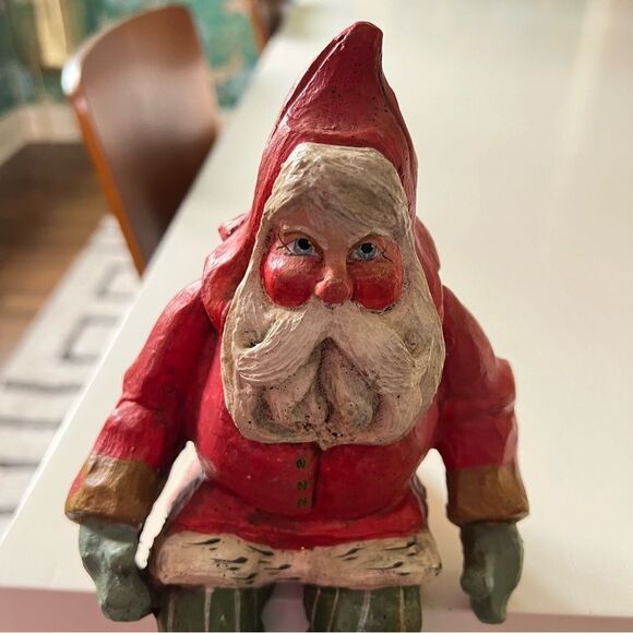 Vintage Santa House of Hatten Santa Carved Wood Shelf Sitter 1988 - Picture 1 of 6